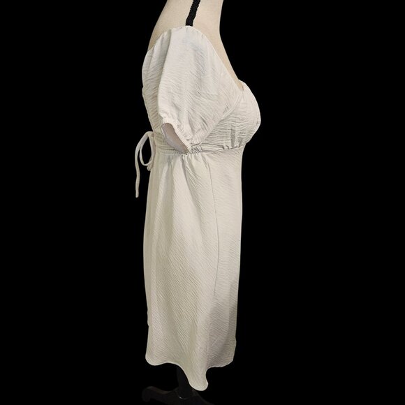 White Baby‎ Doll Dress Milkmaid Puff Sleeve XS - Picture 2 of 10